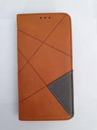 Image 1 of iPhone 11 Wallet Case Leather Mustard with Grey Triangle