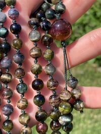Image 2 of Rainbow Tourmaline Mala Necklace, Tourmaline 108 Bead Japa Mala Hand Knotted Gemstone Necklace
