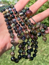 Image 4 of Rainbow Tourmaline Mala Necklace, Tourmaline 108 Bead Japa Mala Hand Knotted Gemstone Necklace