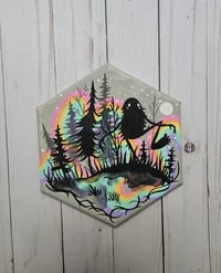 Grey Rainbow Bigfoot Hexagon Canvas