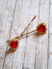 Image 5 of Red Hearts Bobby Pins Set of 2