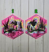 Image 2 of Pink Rainbow Mothman Hexagon Canvas