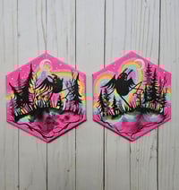 Image 1 of Pink Rainbow Mothman Hexagon Canvas