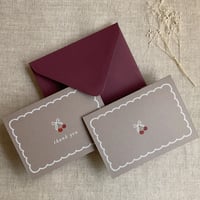 Image 6 of sweet cherry thank you card note card with matching envelope Sets of 6