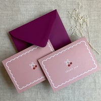 Image 8 of sweet cherry thank you card note card with matching envelope Sets of 6