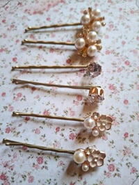 Image 5 of Pearls and Rhinestones Bobby Pins set of 6
