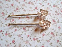 Image 4 of Pearls and Rhinestones Bobby Pins set of 6