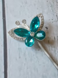 Image 4 of Turquoise Butterflies Bobby Pins