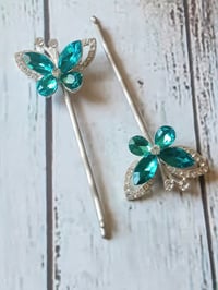 Image 5 of Turquoise Butterflies Bobby Pins