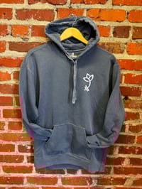 Image 2 of Tulip Embroidered Hoodie (Dark or Light Blue)