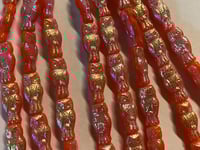 Image 1 of Owl Beads Orange Opal AB 15x7mm Czech Pressed Glass Beads 10 Beads