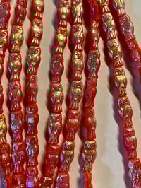 Image 6 of Owl Beads Orange Opal AB 15x7mm Czech Pressed Glass Beads 10 Beads