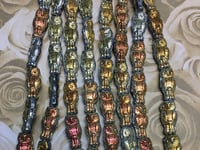Image 1 of Owl Beads Jet Full Marea 15x7mm Czech Pressed Glass Beads 10 Beads