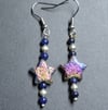 Rainbow plated Lava Star beads earrings