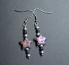 Rainbow plated Lava Star beads earrings