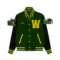 Image 1 of WESTINGHOUSE LETTERMAN JACKET (GREEN & BLACK)