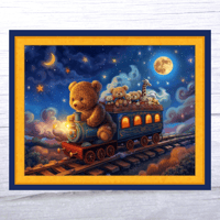 Image 1 of Choo Choo Train Teddy - By MDG Fabrics Quilting Panel