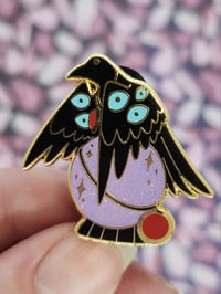 Image 1 of Crow Crystal Ball Enamel Pin