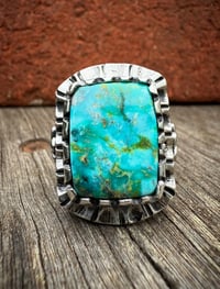 Image 2 of WL&A Handmade Patagonia (AZ) Thunderbird Heavy Signet Ring - Size 10.5