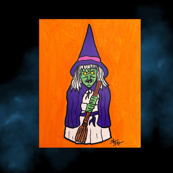 Image of "WITCH BLOWMOLD" acrylic PAINTING 8 x 10"