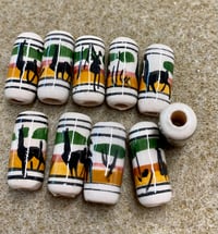 Llama Tube Beads 18x8mm Peruvian Ceramic Large 3mm Hole Llamas 10 beads L11