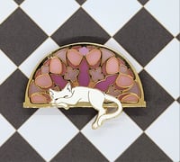Image 2 of White Cat Cathedral Enamel Pin 