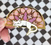 Image 1 of White Cat Cathedral Enamel Pin 