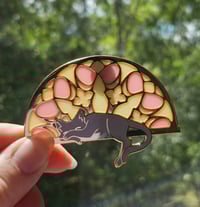 Image 3 of Grey Cat Cathedral Enamel Pin 