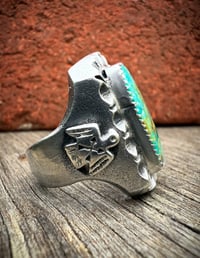 Image 4 of Copy of WL&A Handmade Patagonia (AZ) Thunderbird Heavy Signet Ring - Size 11
