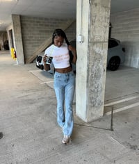 Image 2 of First Clue Slogan Crop Top 