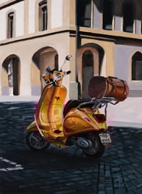 Image 3 of 'Yellow Moped' Print