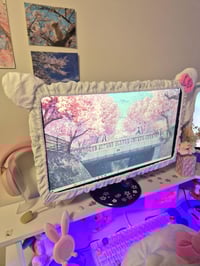 Image 1 of Cute Cat White Monitor Cover