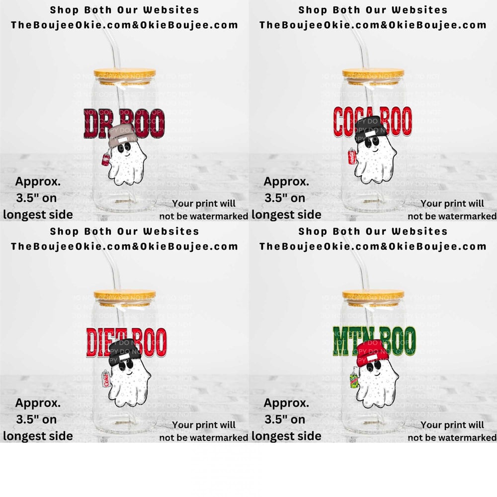 Image of Dr Boo Coca Boo Diet Boo Mtn Boo Choice of 4 Uv Dtf Decals Double Sided   T5