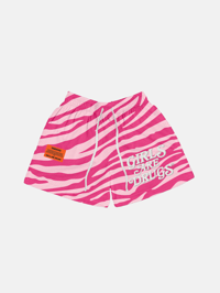 GIRLS ARE DRUGS® MESH SHORTS - "TIGER STRIPES" - HOT PINK / SOFT PINK