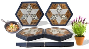 Image of Reclaimed 1890s Wood Trivet Mixed Media Footed Food Serving Centerpiece