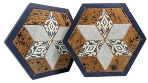 Image of Reclaimed 1890s Wood Trivet Mixed Media Footed Food Serving Centerpiece