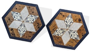 Image of Reclaimed 1890s Wood Trivet Mixed Media Footed Food Serving Centerpiece