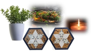 Image of Reclaimed 1890s Wood Trivet Mixed Media Footed Food Serving Centerpiece