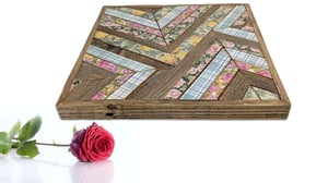 Image of Reclaimed Wood Trivet ~ Mixed Media ~ Footed Food Serving Centerpiece