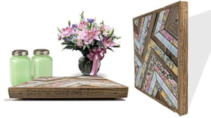 Image of Reclaimed Wood Trivet ~ Mixed Media ~ Footed Food Serving Centerpiece