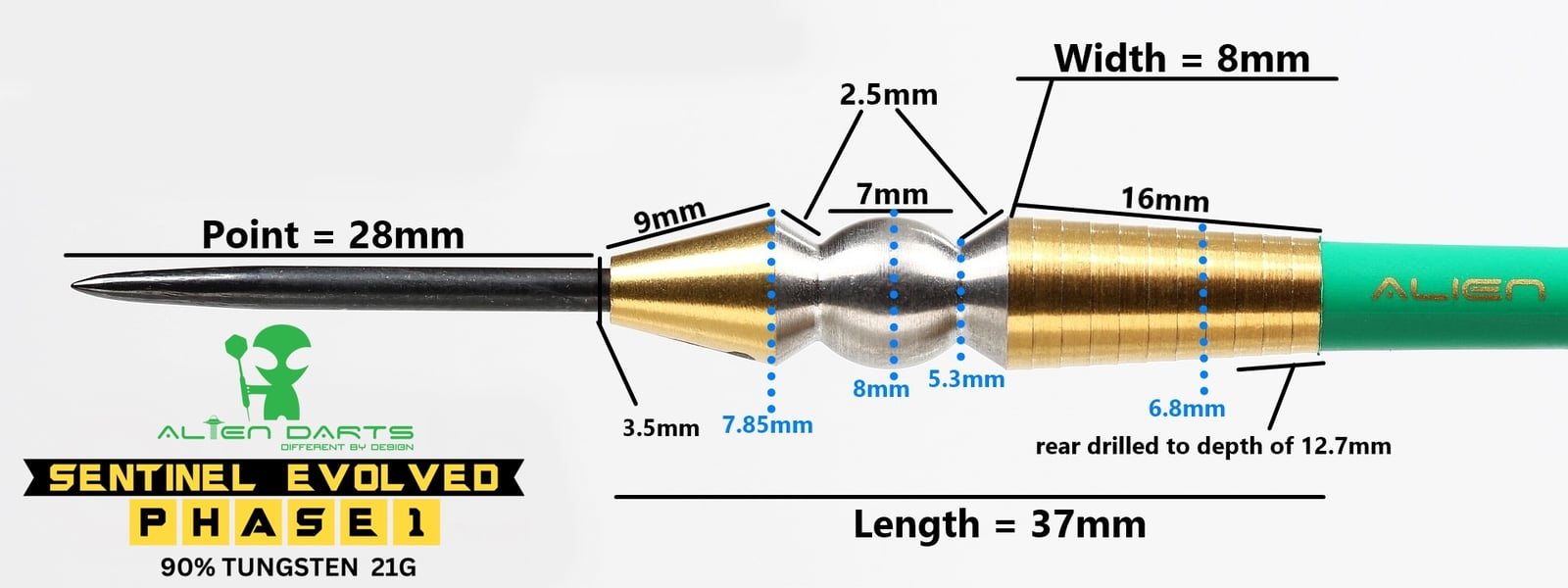 SENTINEL EVOLVED: PHASE 1 Darts 21g 90% Tungsten | Alien Darts