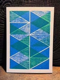 Triangle Wood Blocks Greeting, blue, jade