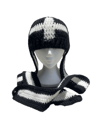Image 4 of XXL Bunny Ear Cross Beanie