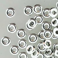 O Beads Jet Full Labrador Czech Glass Donut Ring Beads 3.8x1mm 8 grams