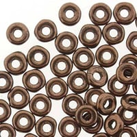 O Beads Jet Bronze Czech Glass Donut Ring Beads 3.8 x 1mm 6 grams