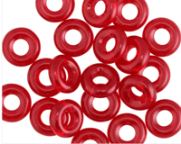 O Beads Red Czech Glass Donut Ring Beads 3.8 x 1mm 8.1 grams