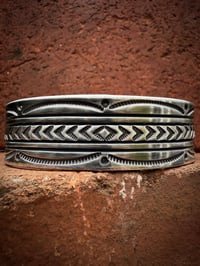 Image 3 of WL&A Handmade Ingot Old Style 44 Arrowheads Cuff - Size 7" to 7.5" Wrist