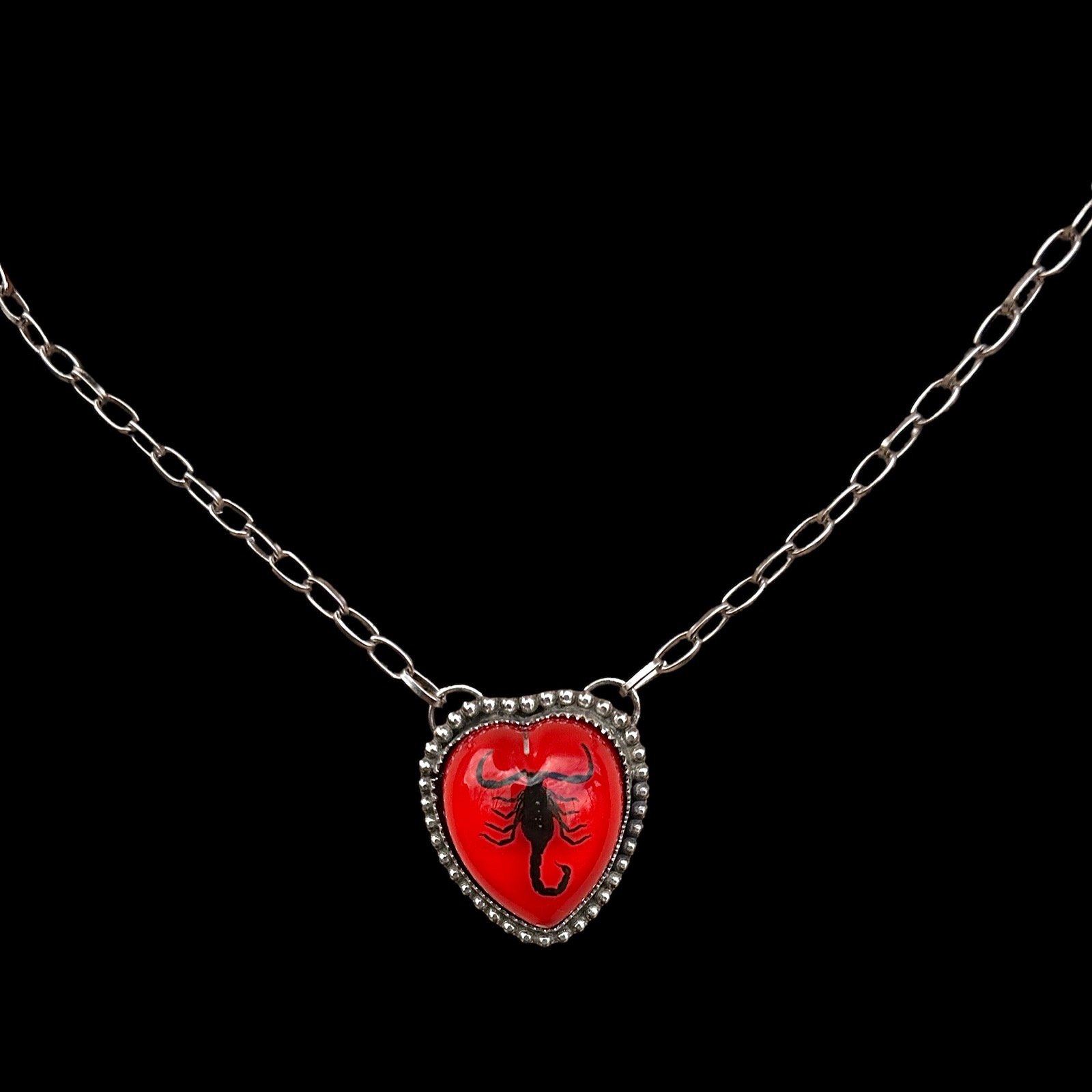 Heart Shaped Scorpion Necklace Witching Flower - Main Image