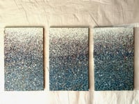 Image 1 of Blue Abstract Triptych. 1.5x2.5 ft