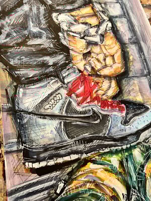 I ROCK MY DOOM DUNKS WITH RED LACES / ORIGINAL ARTWORK ON PAPER - 12x18"